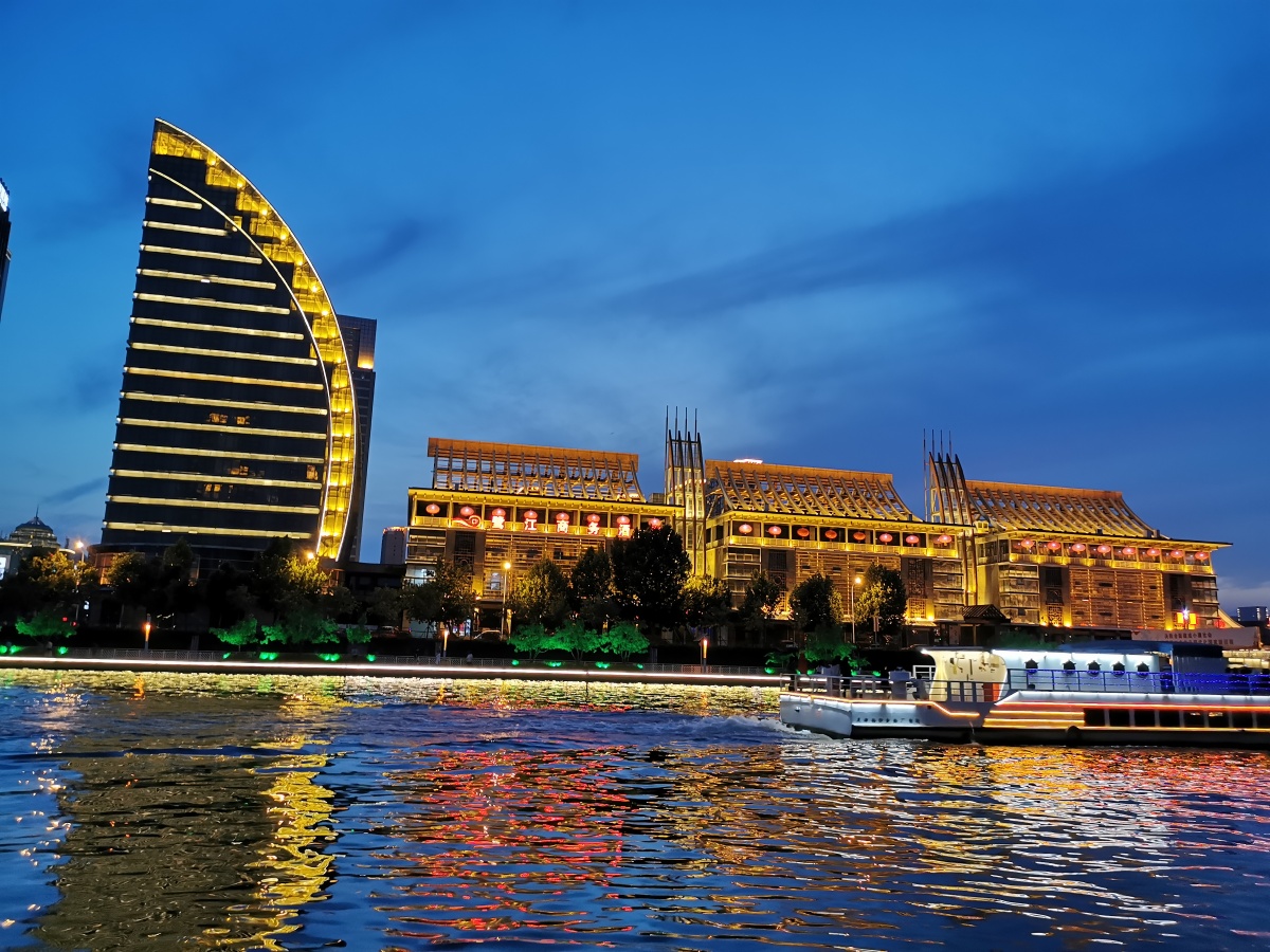 天津市天津之眼摩天轮及海河两岸风景华为p30手机原图无滤镜喜欢拿走