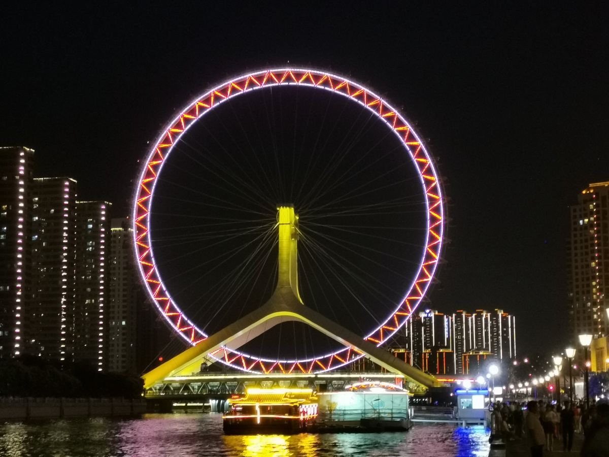 天津市天津之眼摩天轮及海河两岸风景华为p30手机原图无滤镜喜欢拿走