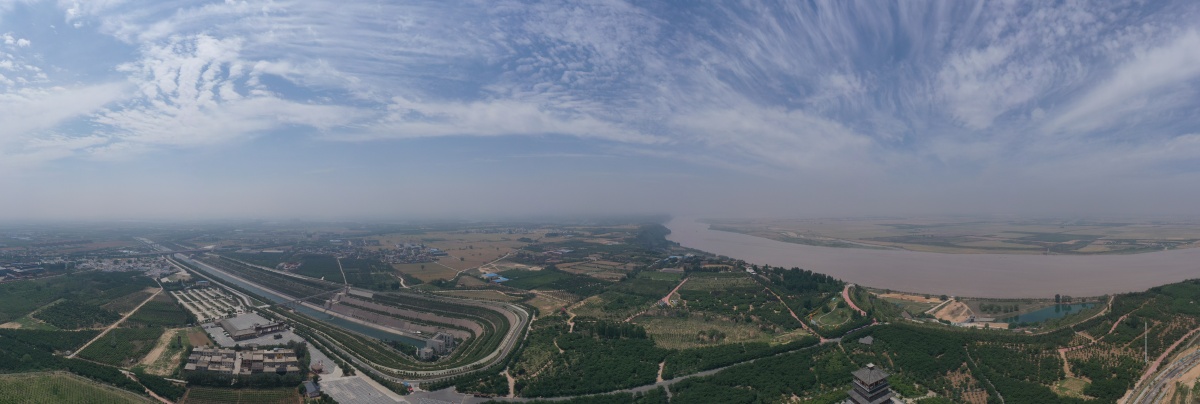河南郑州航拍南水北调穿黄工程