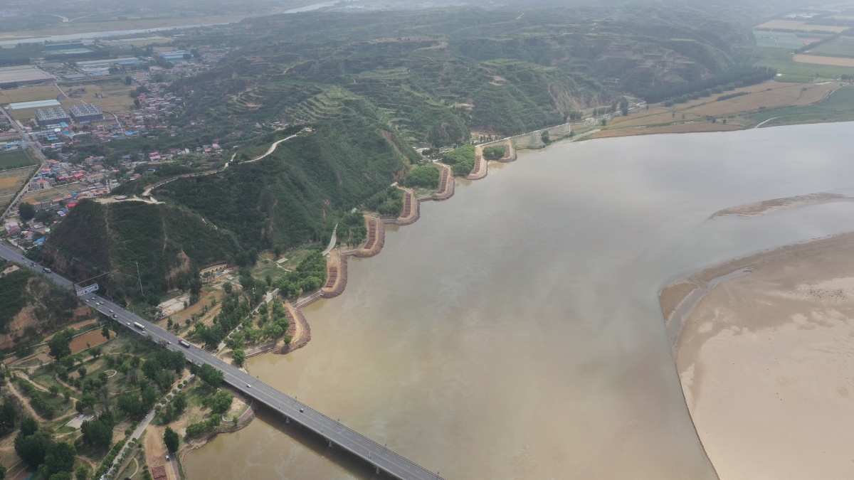 航拍河南郑州河洛汇流景区