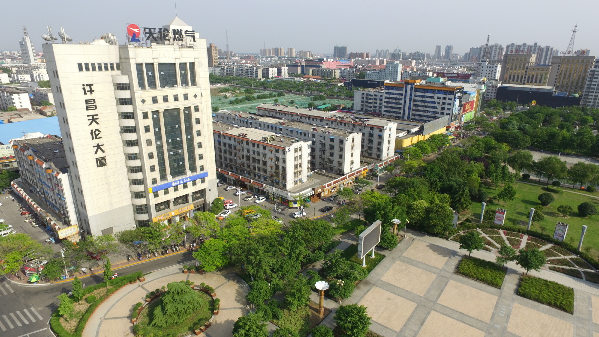 航拍中原经济区核心城市之一河南省许昌市