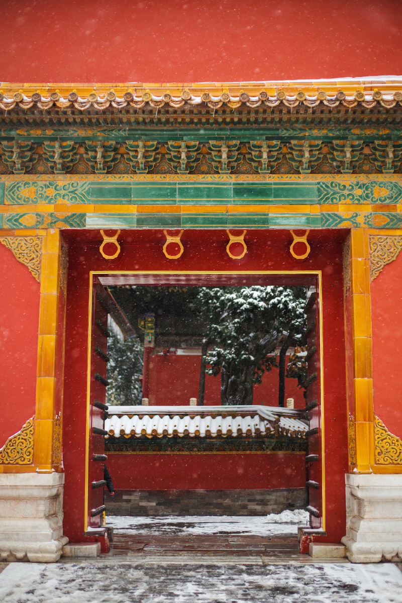 白雪红墙绿瓦故宫毋庸置疑是下过雪后最美的地方