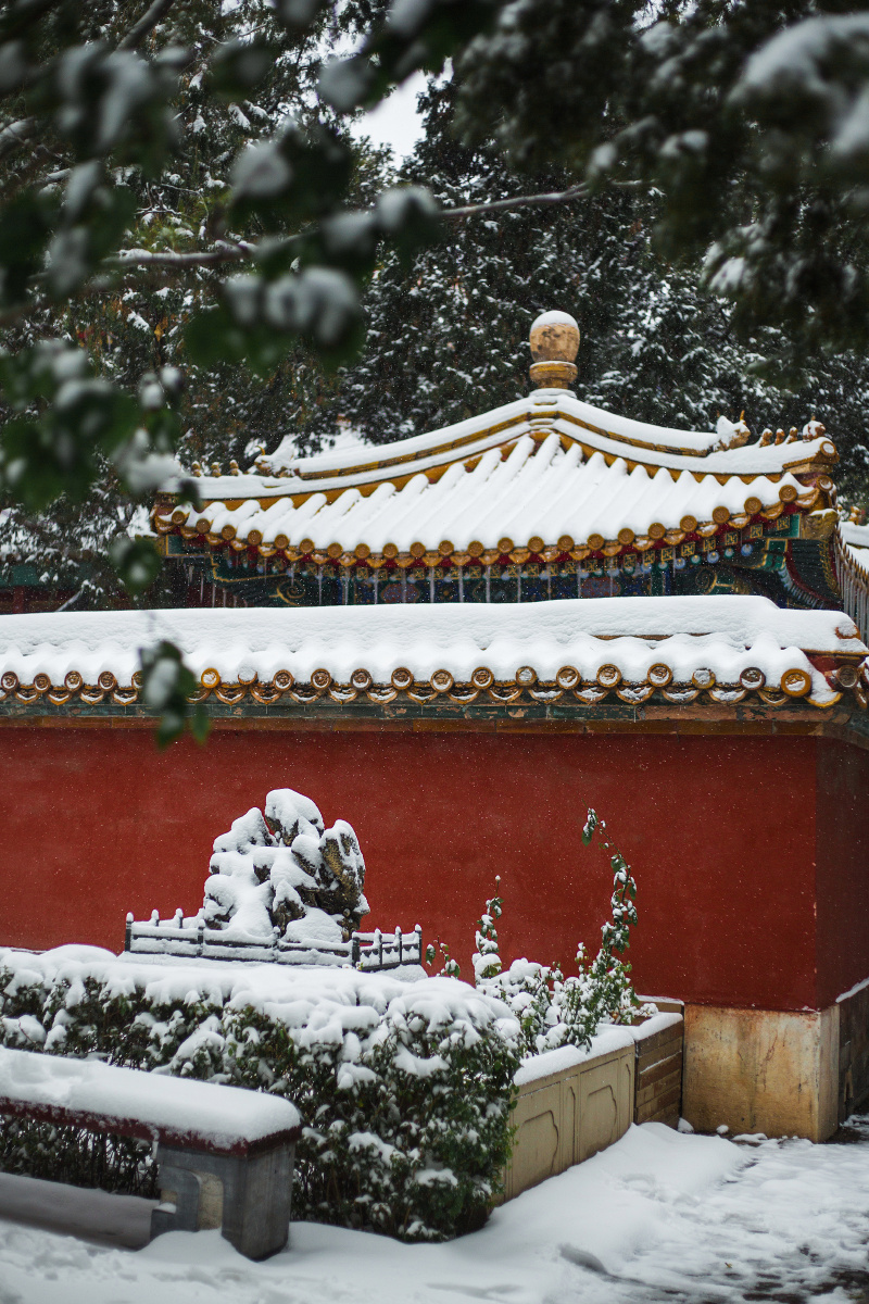 白雪红墙绿瓦故宫毋庸置疑是下过雪后最美的地方
