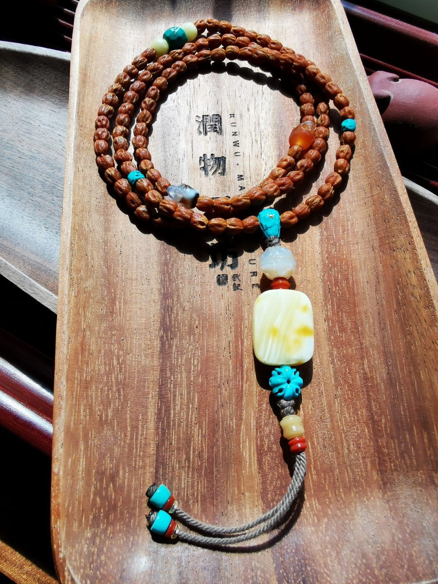 文玩物品百香籽菩提星月绿松石蜜蜡