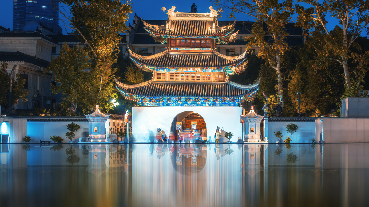 夜色中的明远楼夫子庙南京