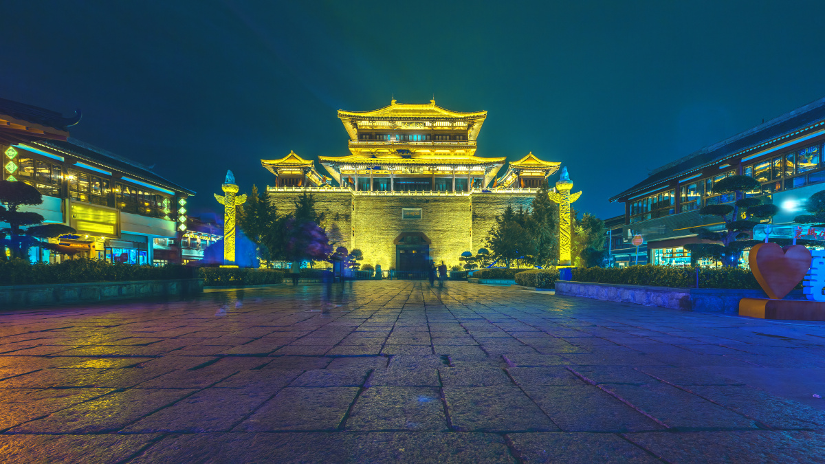 夜色中的昭明台 湖北襄阳