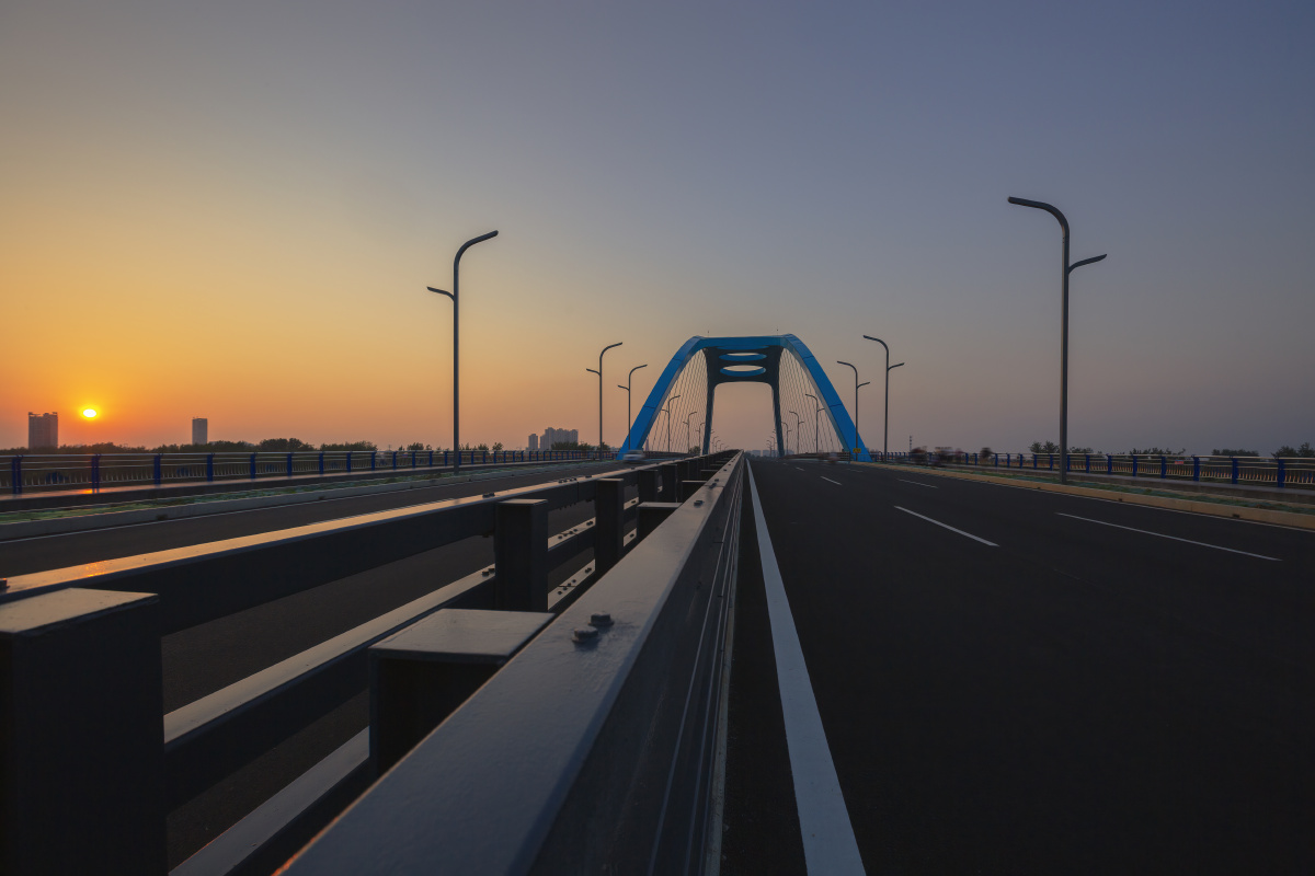 日落时分的涡河四桥 安徽涡阳