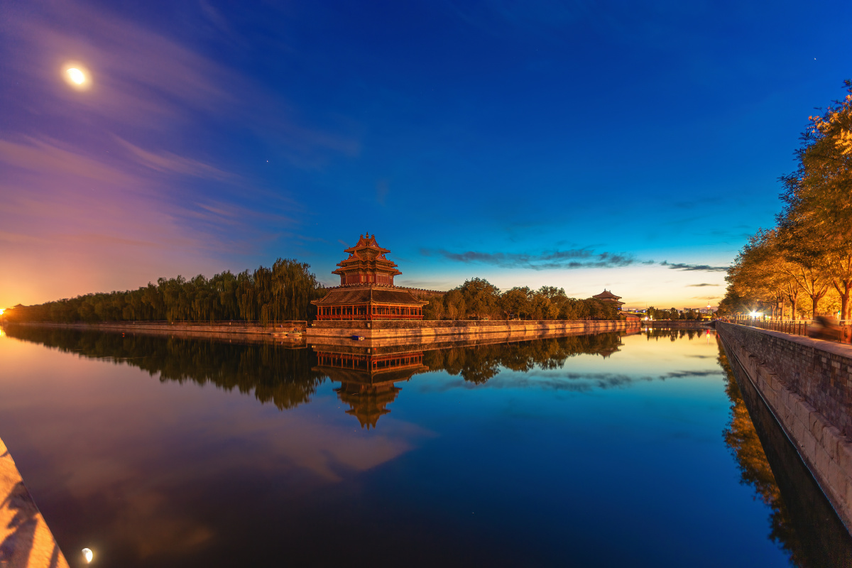 月色里的故宫角楼北京