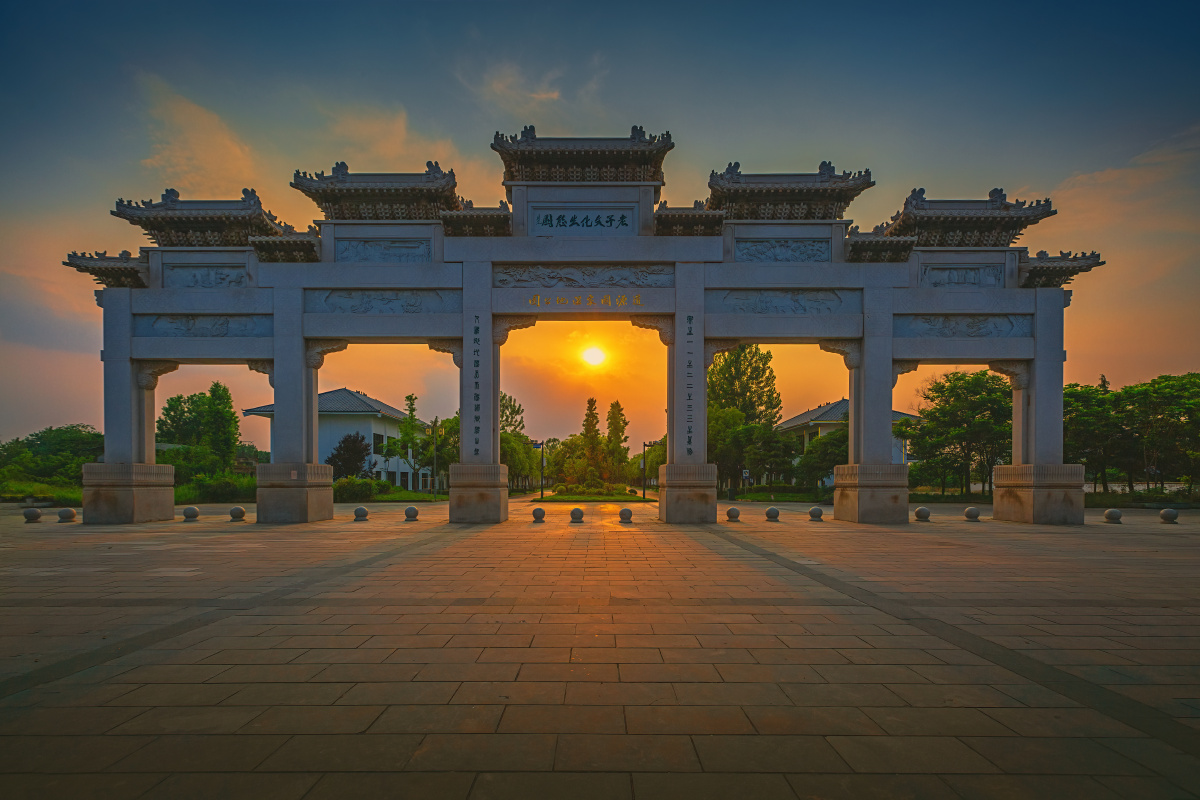 夕阳西下3老子文化生态园道源国家湿地公园安徽亳州涡阳