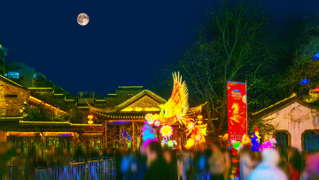 月色里的老门东马年灯展+南京