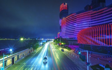 沿江大道夜色+湖北襄阳