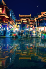 夏夜里的夫子庙牌坊+南京
