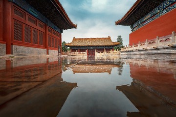 雨中太庙+北京市劳动人民文化宫内