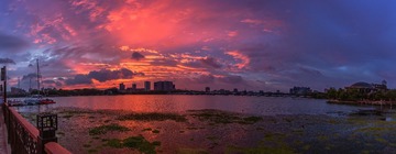 傍晚的百家湖全景图+南京