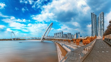午后的双子座和南京眼步行桥+保利大剧院（南京）