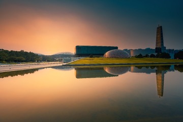 金陵图书馆晚景+南京