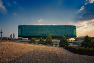 金陵图书馆晚景+南京
