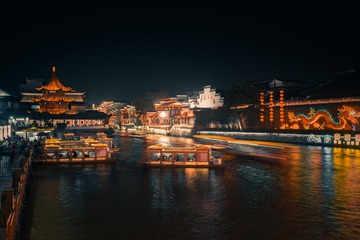 秦淮夜色+南京