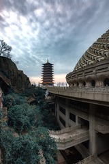 日落前的佛顶宫和佛顶塔+牛首山（南京）