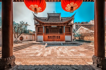 光影中的高淳老街的古戏台+南京高淳