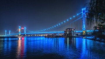 夜色中的凤雏大桥+湖北襄阳