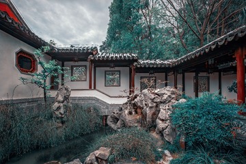 冬日光影中的回廊花窗+瞻园（南京）