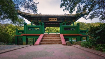 傍晚时分的流微榭+中山陵园风景区（南京）