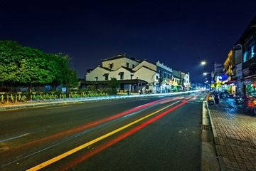 阊门外的夜色车轨+苏州