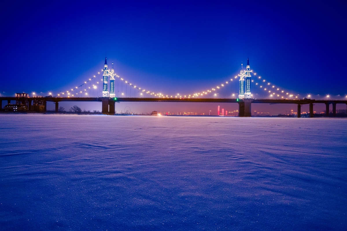 哈尔滨阳明滩大桥夜景
