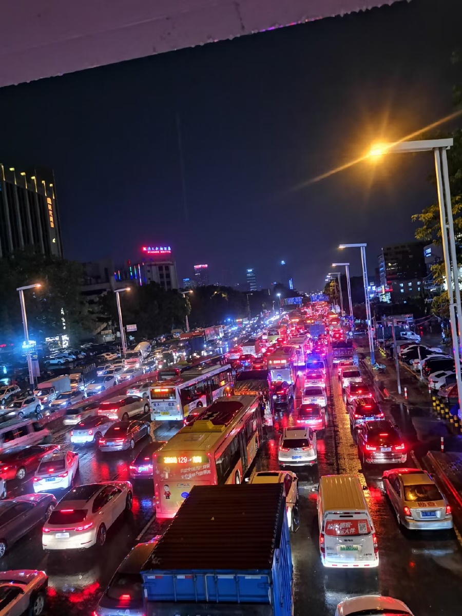 晚上,车流,路灯,车辆,公交车,塞车,中国,亚洲,广州,交通,夜晚.