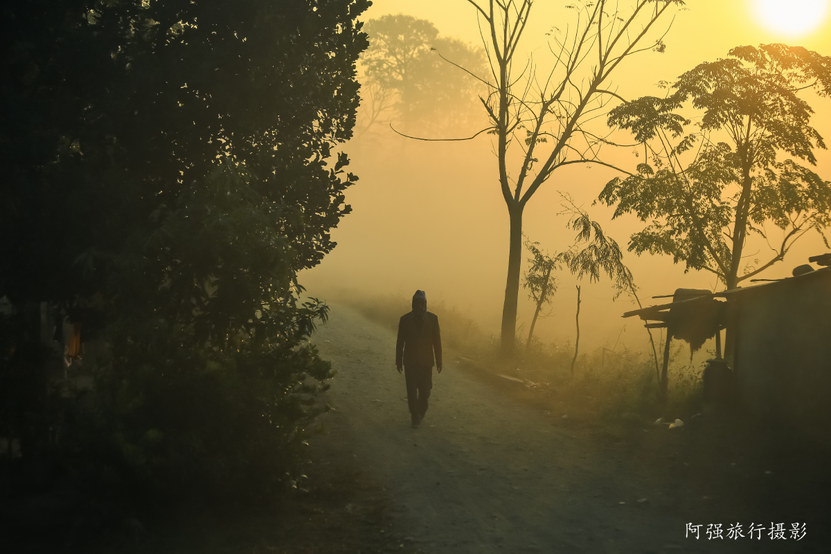 孤独的人迷雾中追日
