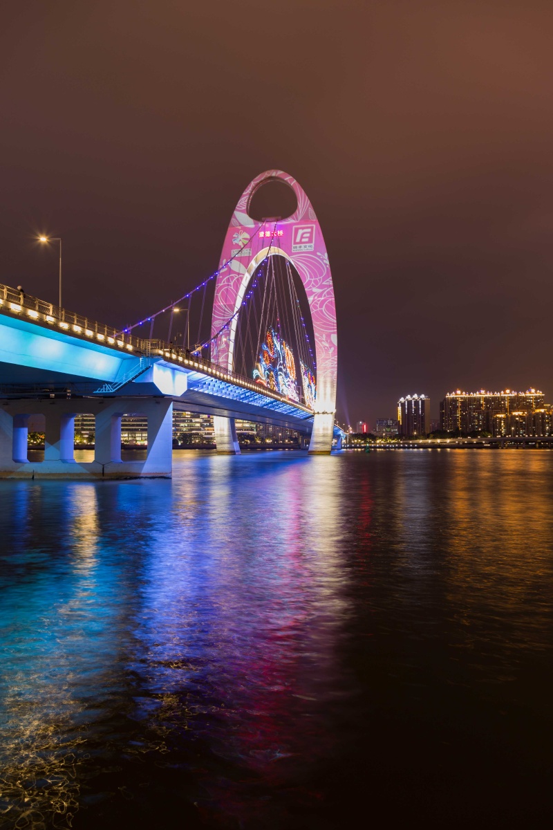 珠江～猎德大桥美丽夜景(2). (2018-12-8,佳能6d相机拍摄)