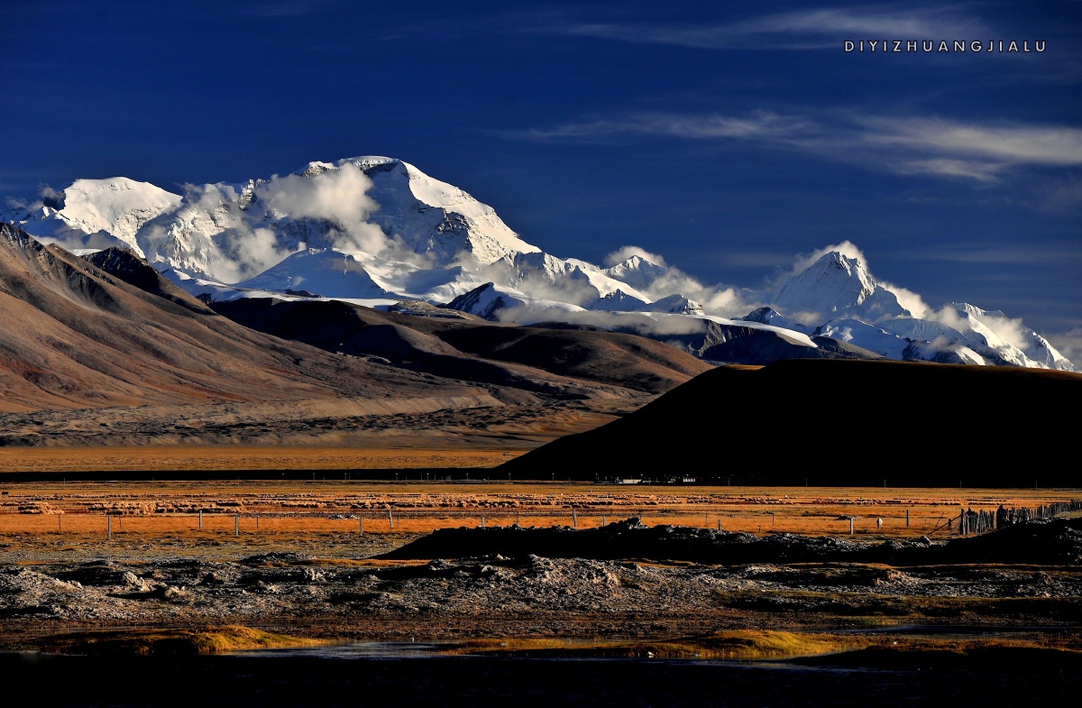 西藏向西2015秋东北视角的世界第六高峰卓奥友8201米机位岗嘎镇南