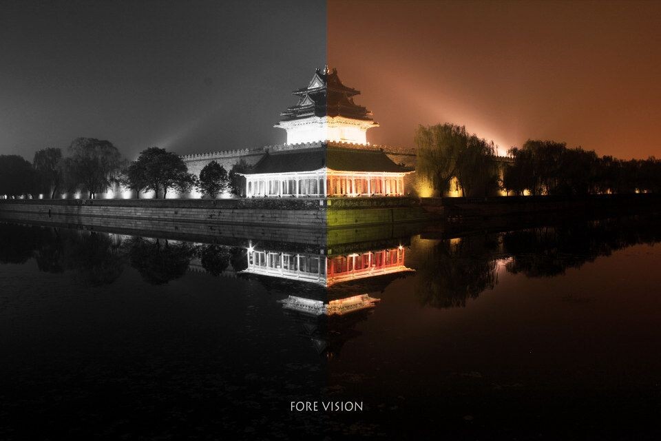 角楼<br />
看过很多人拍的角楼，这张其实也一样，想起看过的某位大神拍的哈尔滨，中分两色的后期，模仿之~