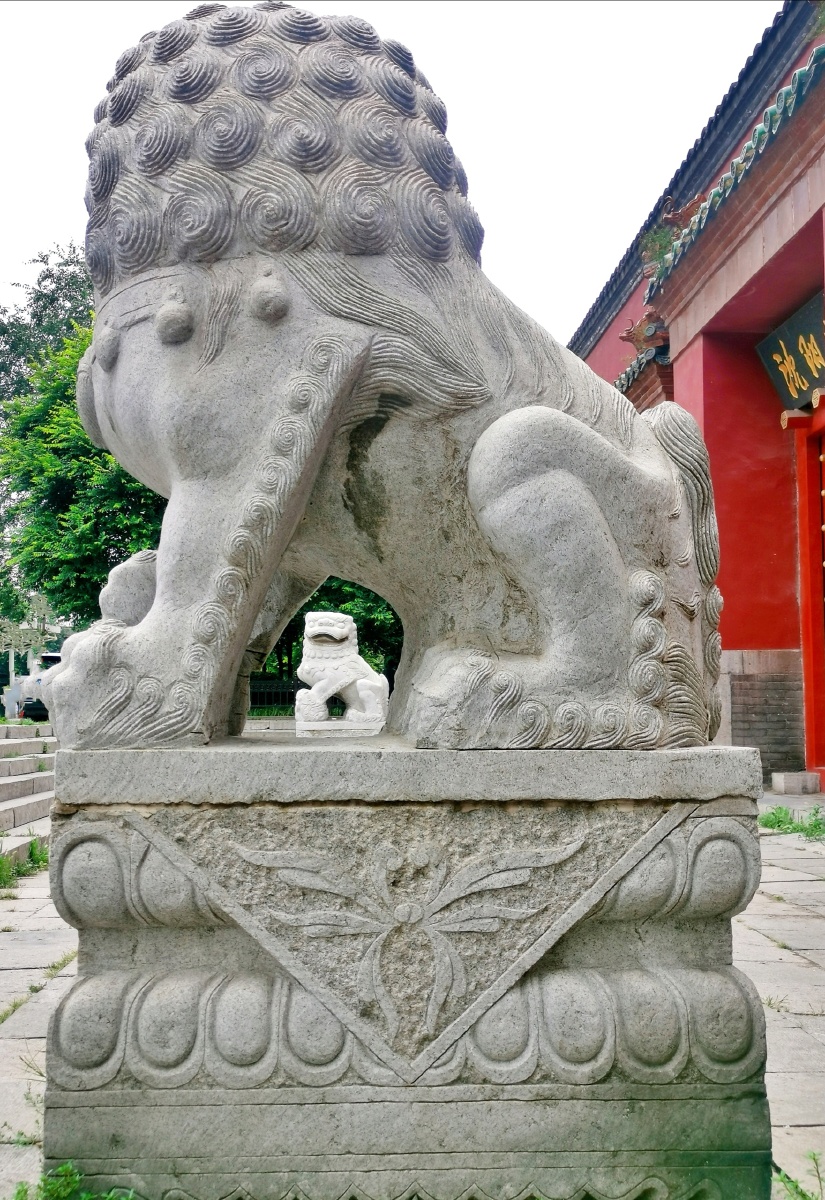 宫墙外马路边狻猊相望间