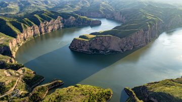 航拍老牛湾黄河大拐弯