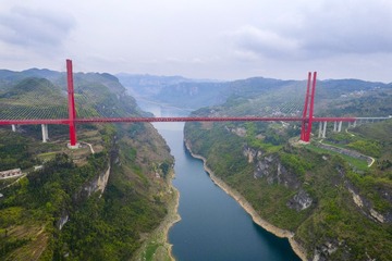 航拍鸭池河大桥