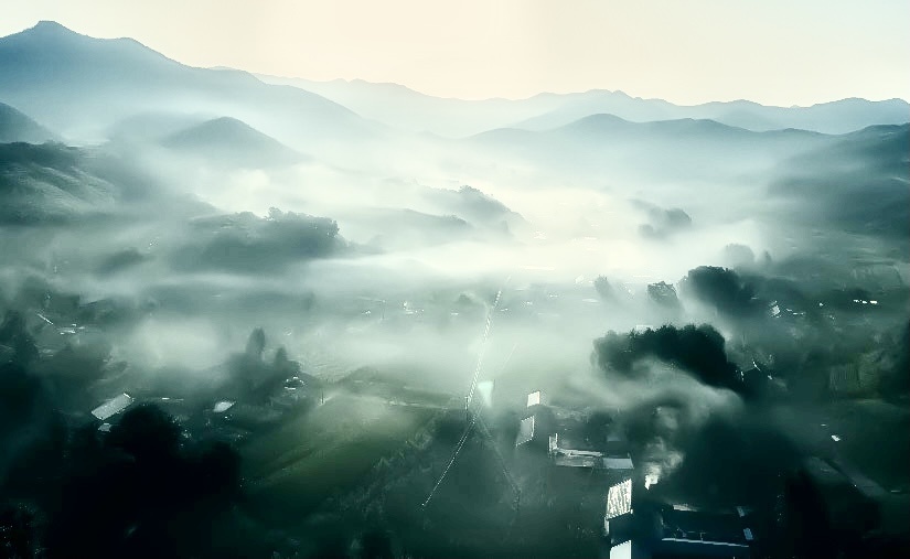 山间雾气弥漫你在我的心田