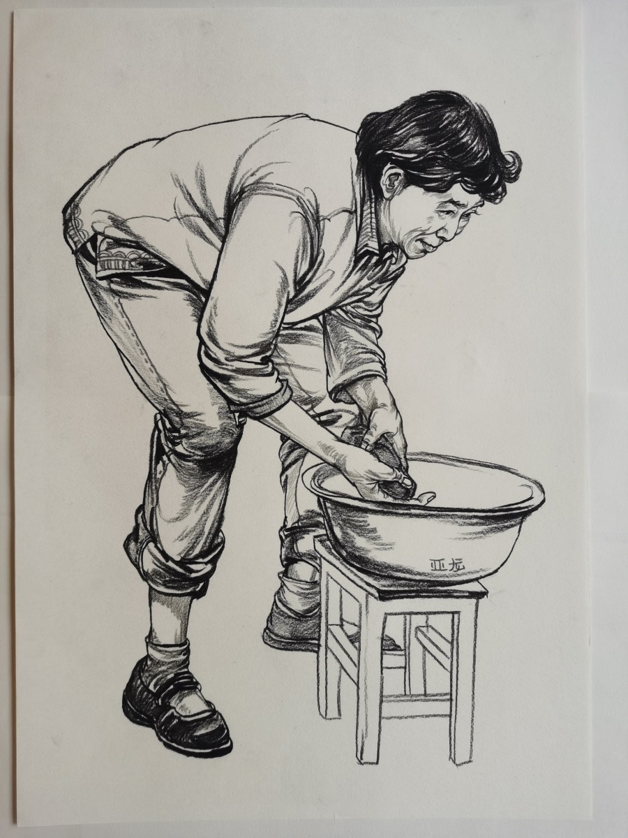 抖音辫子大叔画速写郭亚龙速写