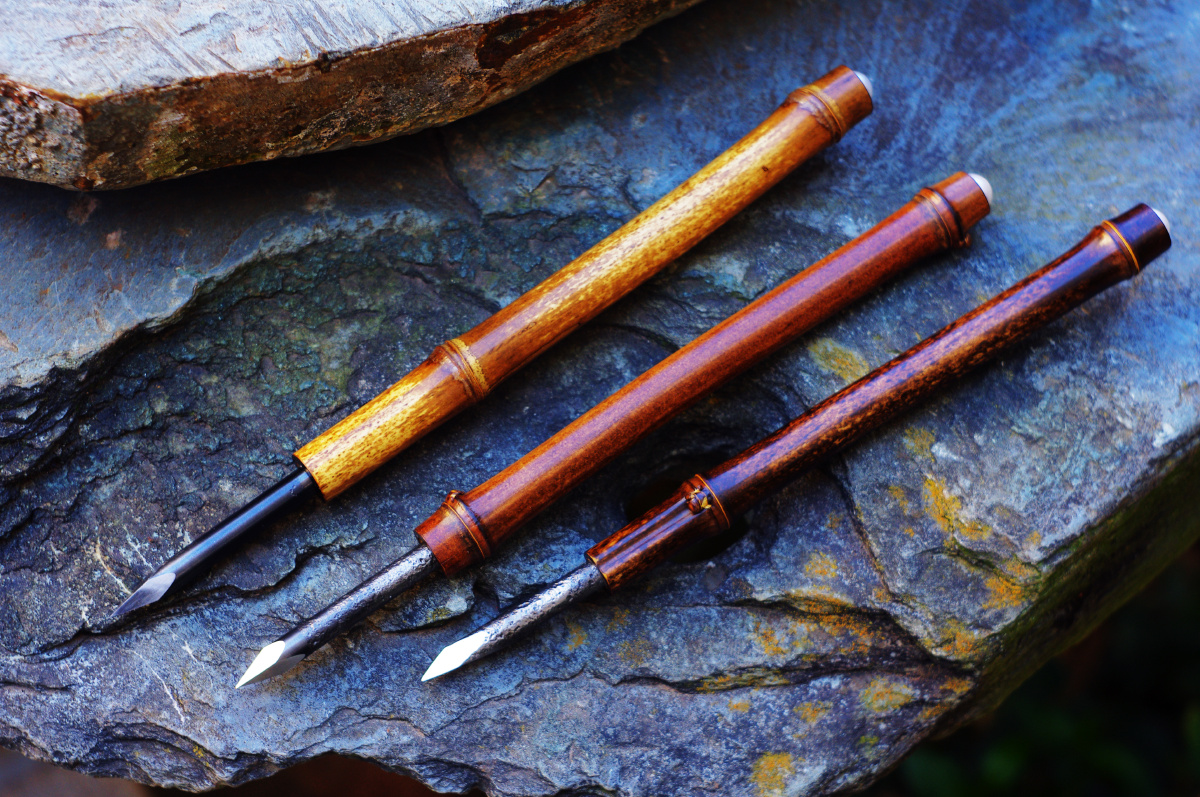 过年手作日-自制三把珍珠镶嵌竹茶刀