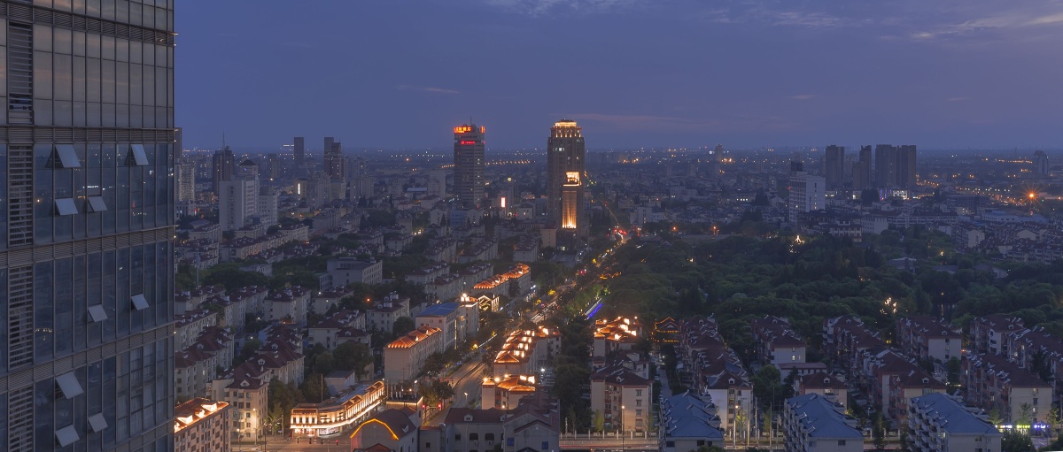 上海郊县夜景等到了一个好天气历经金色时刻蓝色时刻