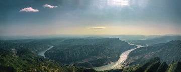 长江三峡西陵峡大转弯全景航拍