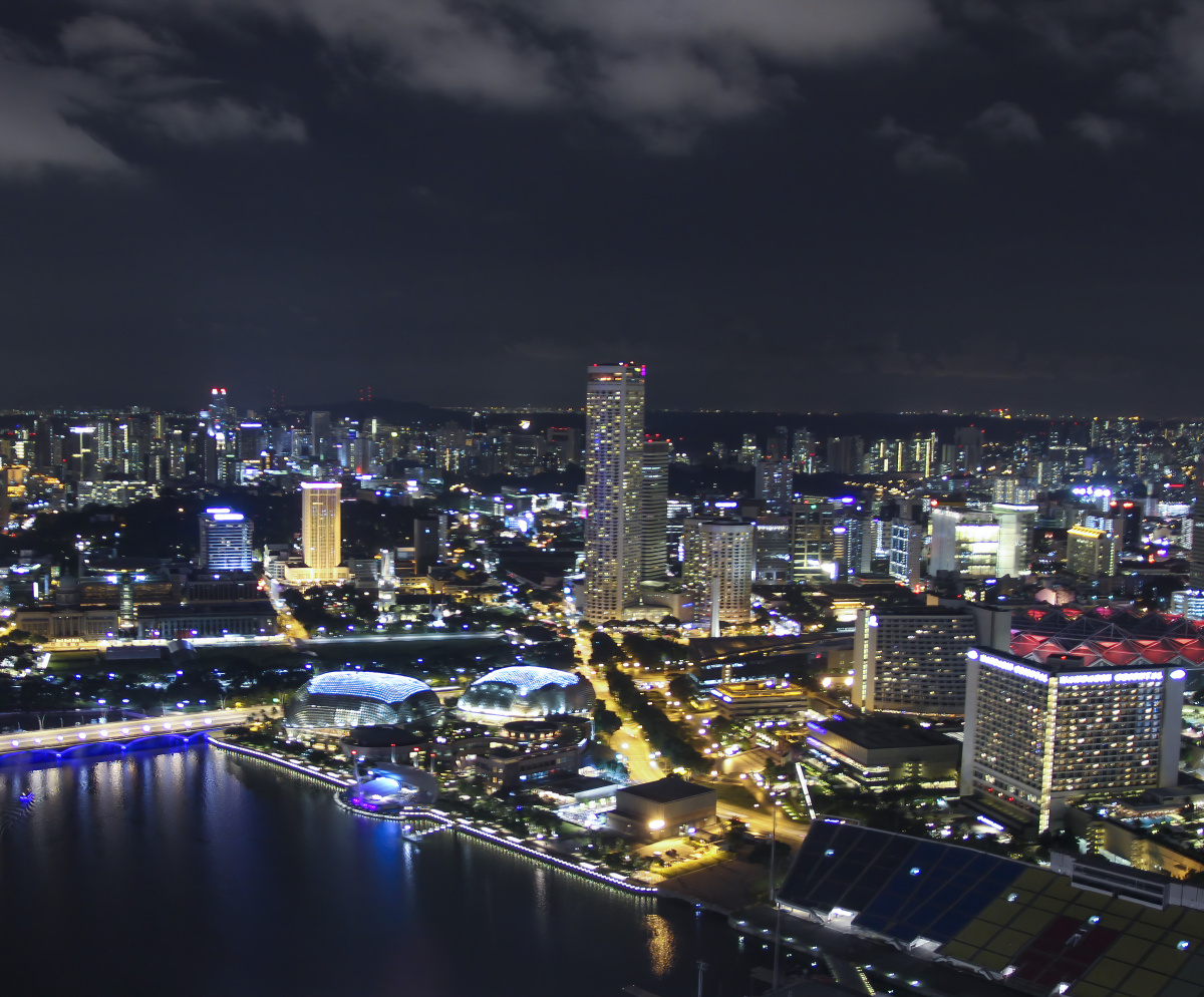 从空中花园俯瞰新加坡夜景