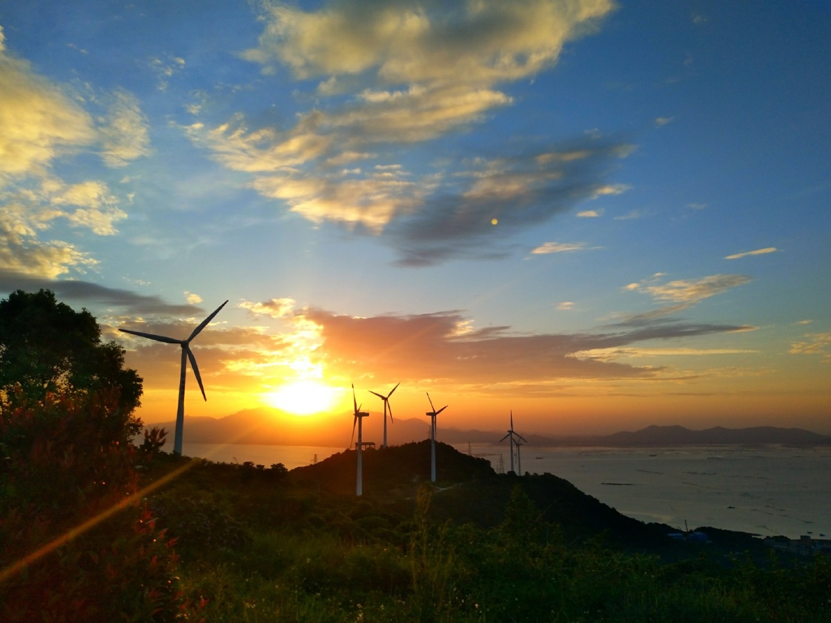 海陵岛风车山的日落是真的是美爆