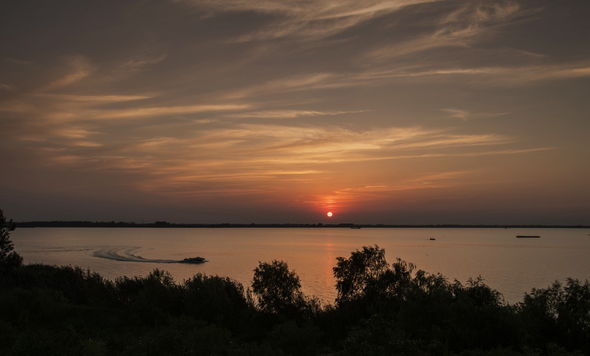 高邮湖落日