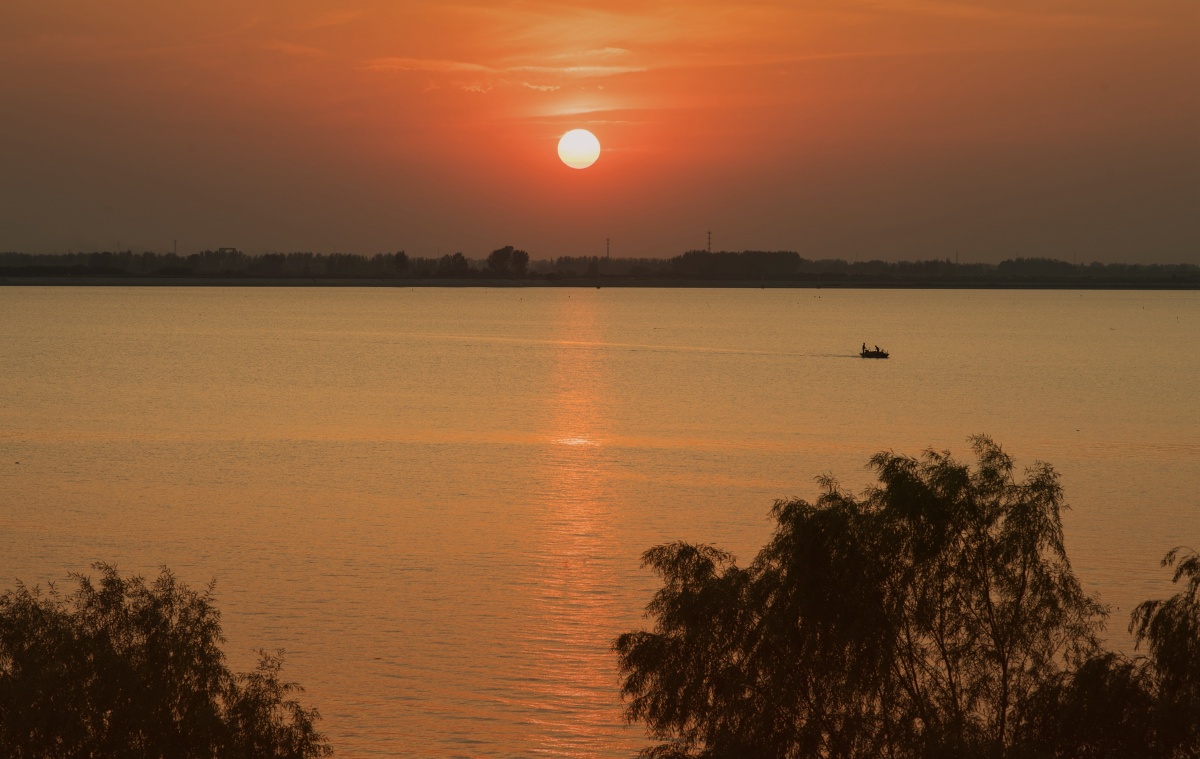 高邮湖落日