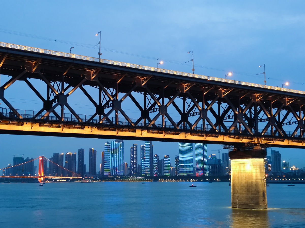 武汉汉口江滩长江大桥武汉灯光秀武汉夜景长江