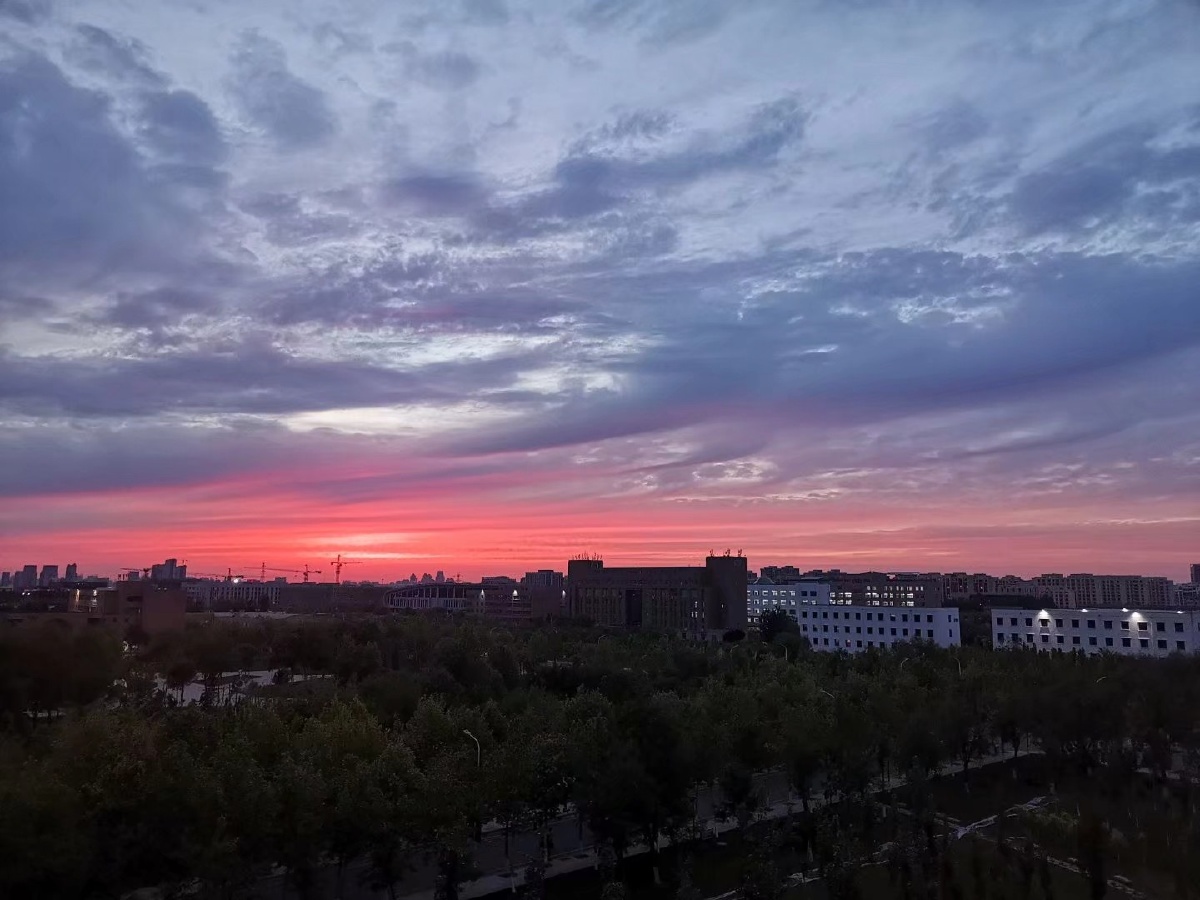 最美不过高三奋斗途中抬头碰见的粉色晚霞