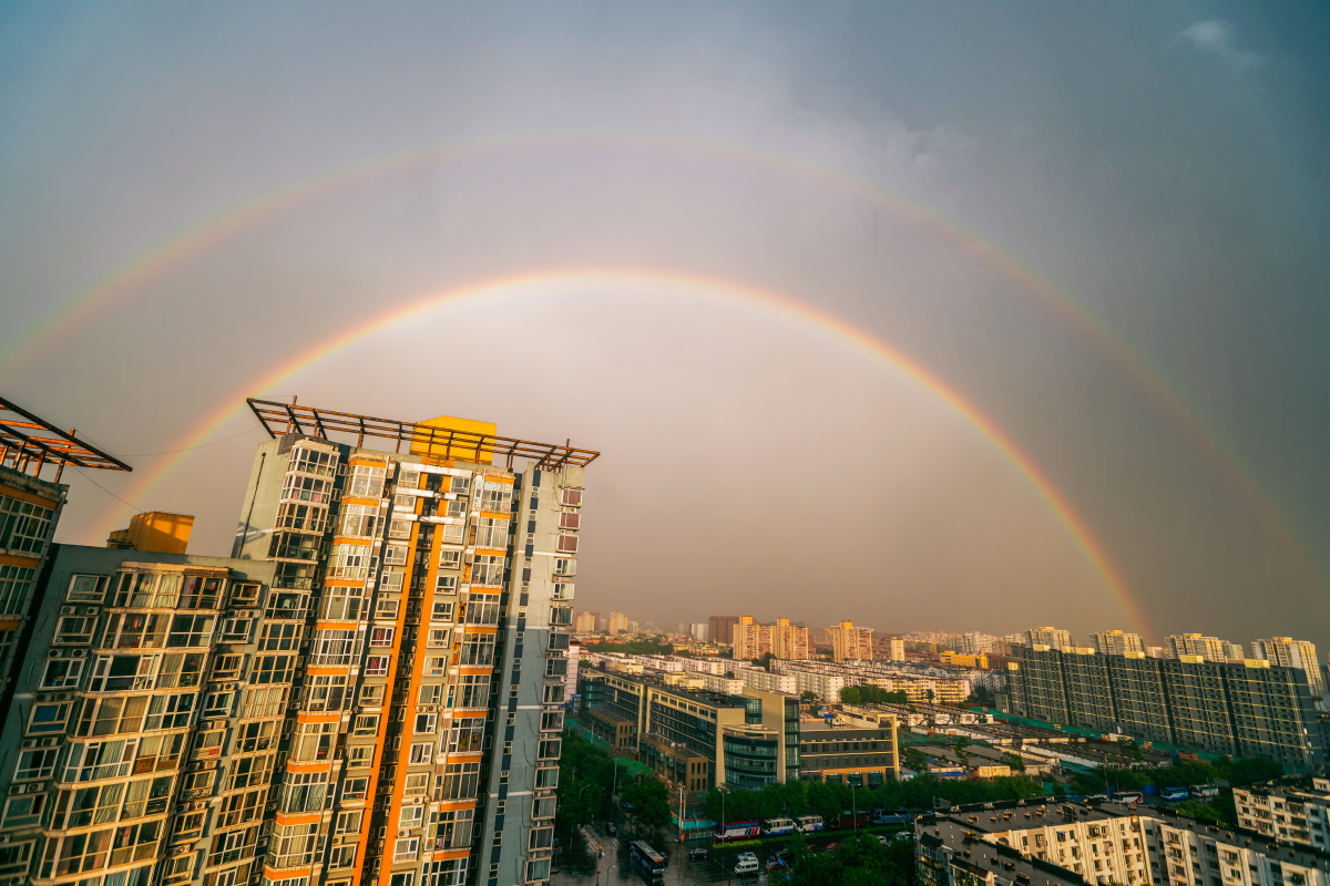 拍摄于2019-06-02雨后天空东侧双彩虹.