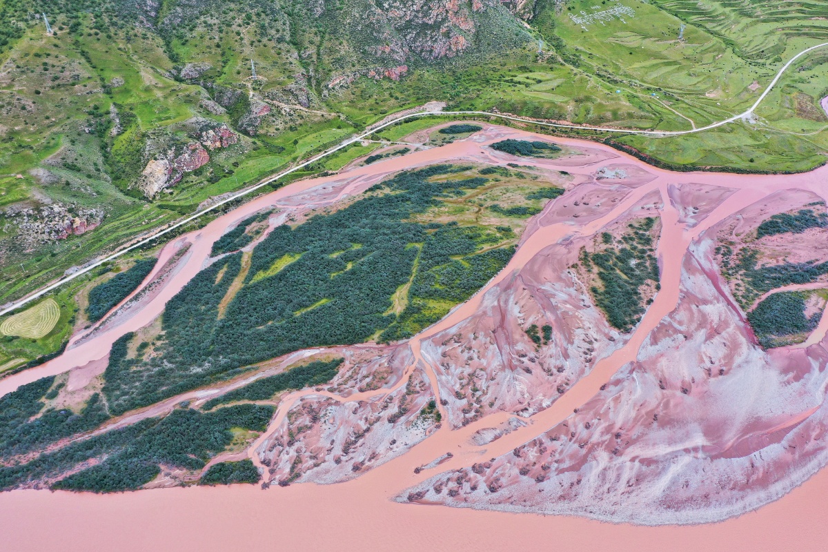 澜沧江流域辫状水系航拍坐标青海囊谦